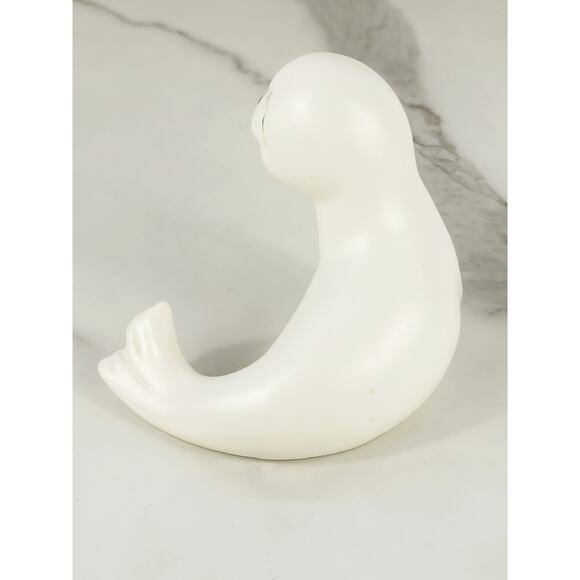 Baby Seal Sad Eyes Figurine 4" Ceramic 80s Home Decor Mexico by Oxford Vintage - Picture 7 of 16